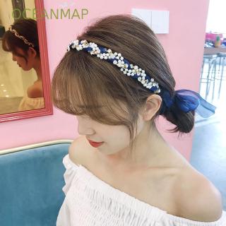 Băng đô dây ruy băng đính hạt giả ngọc trai thời trang