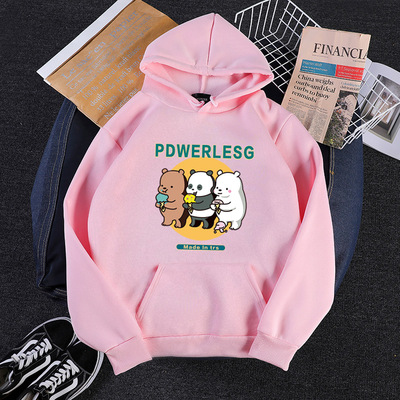 We Bare Bears Áo Hoodie Dài Tay In Hình Gấu Thời Trang Thu Đông