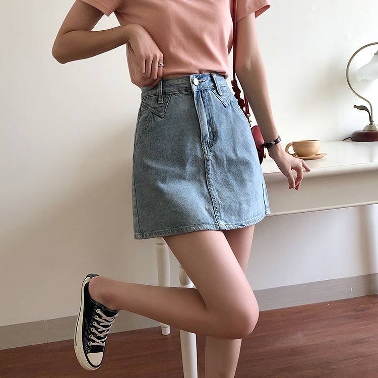 Váy Denim Lưng Cao Phong Cách Hàn Quốc 35332