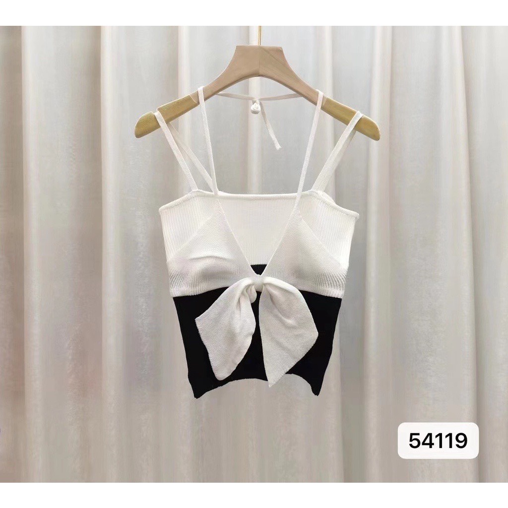Áo len 2 dây croptop phối nơ quyến rũ
