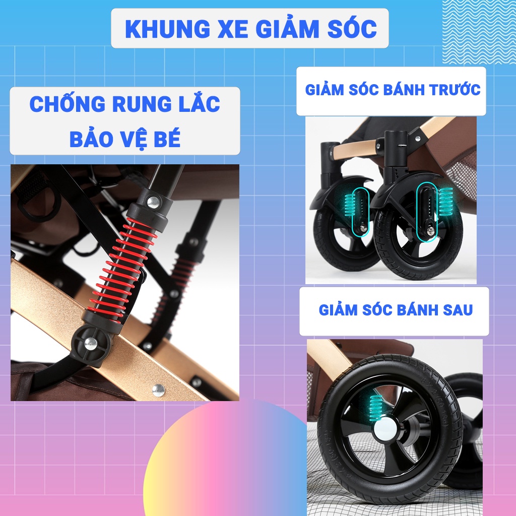 Xe đẩy cho bé H268 Hatato BH-2 năm mẫu xe đẩy cho bé 2 chiều 3 tư thế và xe đẩy cho trẻ sơ sinh đến 3 tuổi