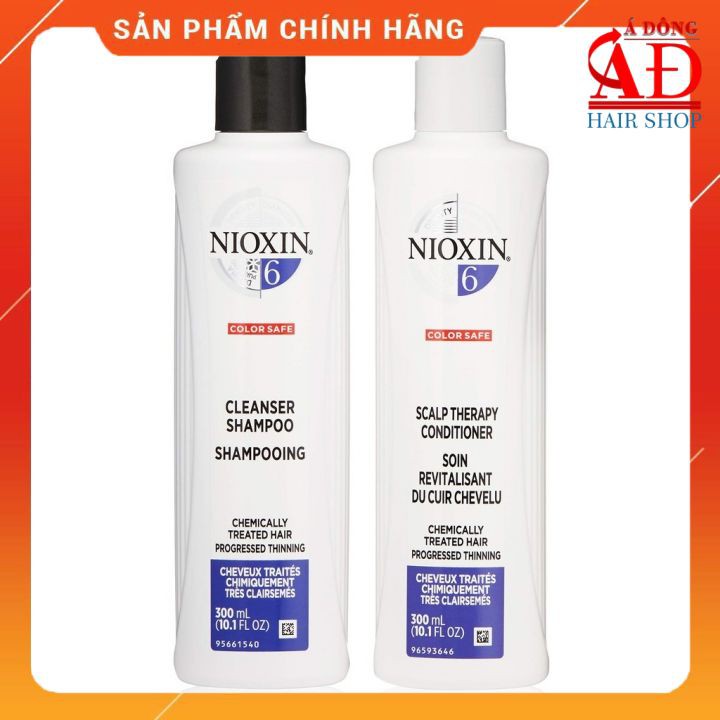 [+Tặng mũ trùm] Bộ dầu gội xả Nioxin 6 Chemically Treated Hair USA - Cho tóc uốn duỗi từng nhuộm thưa mỏng và rụng nhiều