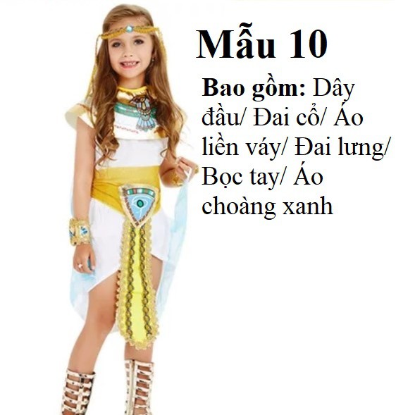 (Có Sẵn) Trang Phục Nữ Hoàng Ai Cập Cổ Đại Trang Phục Pharaon Cho Trẻ Em Trang Phục Hóa Trang Halloween Cosplay