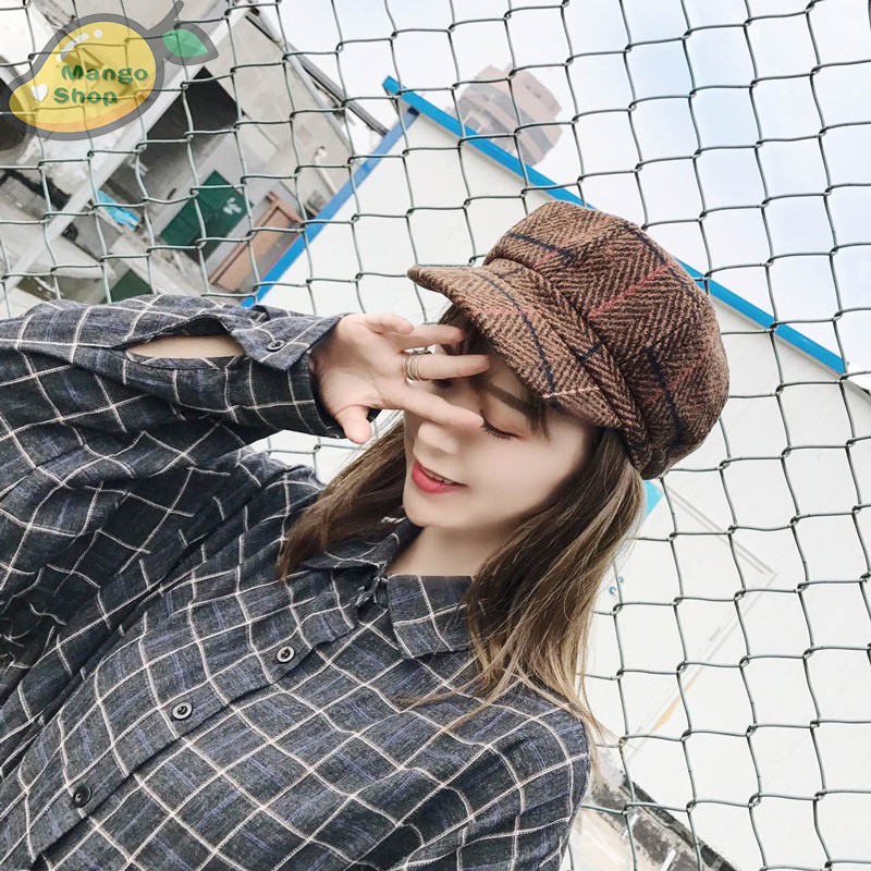 [ NEW ] Mũ nồi Newboy kẻ caro mẫu mới dày dặn ( Mũ beret thu đông 2018 )
