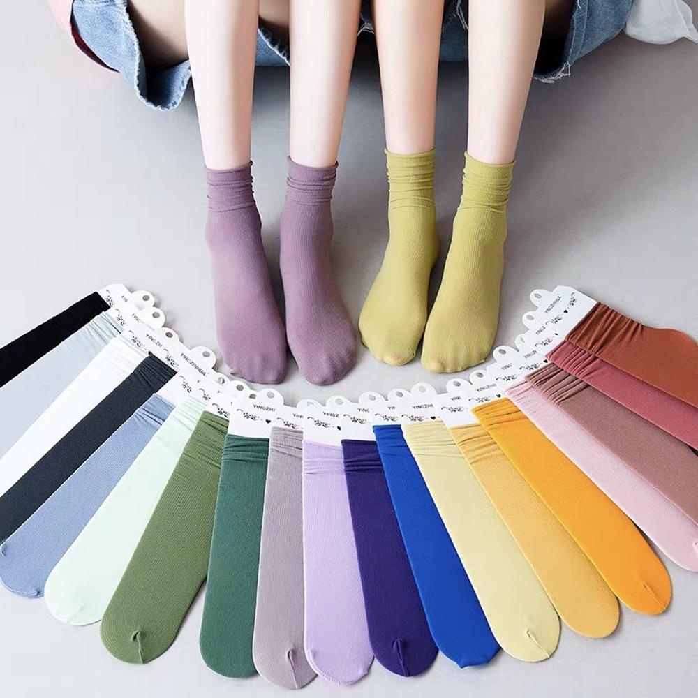 PVN49472 Set 10 đôi tất nhún cao cổ gân tăm nhiều màu sắc Giá Rẻ