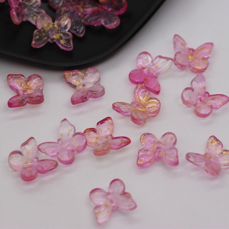 Set 50 Phụ Kiện Làm Đồ Trang Sức Thủ Công 11mm Hình Bướm Nhiều Màu Sắc