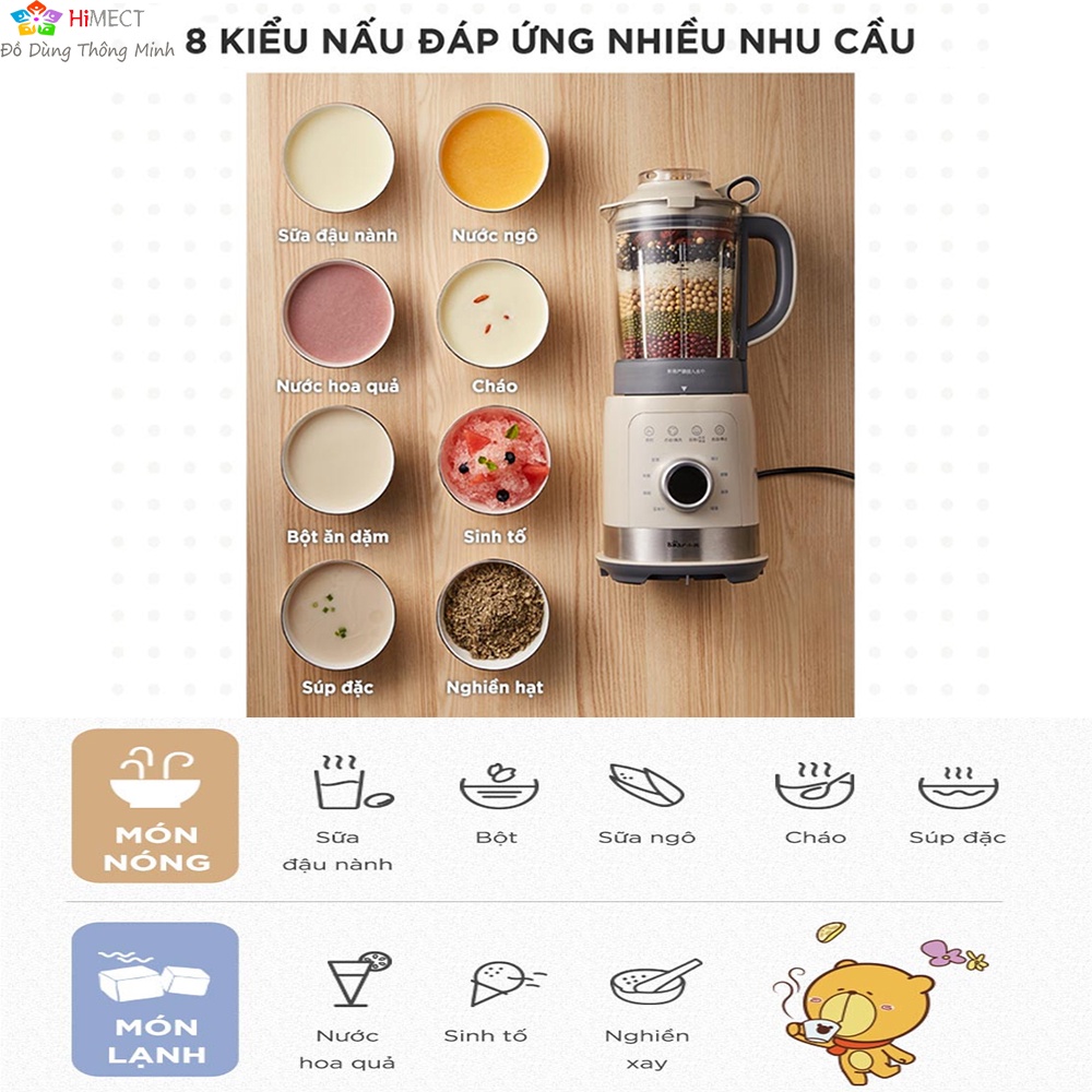 Máy Làm Sữa Hạt Đa Năng Bear Sữa Đậu Lành  Xay Sinh Tố Nấu Cháo 8 Chức Năng Khác Nhau Bear PBJ-B10U5- Himect