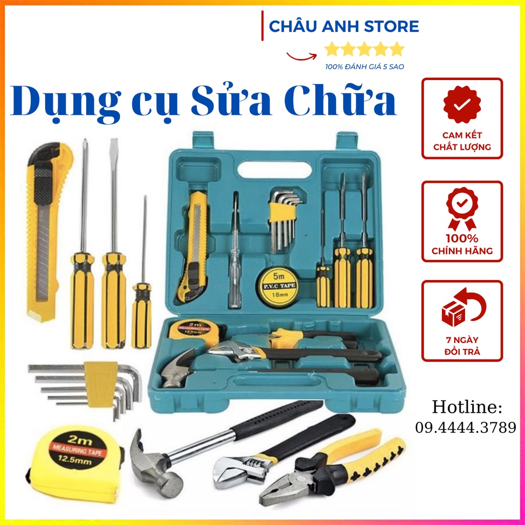 Bộ Dụng Cụ Sửa Chữa 16 Món - Dụng cụ sửa chữa gia đình. Théo chắc chắn, thép đặc inbox không gỉ.