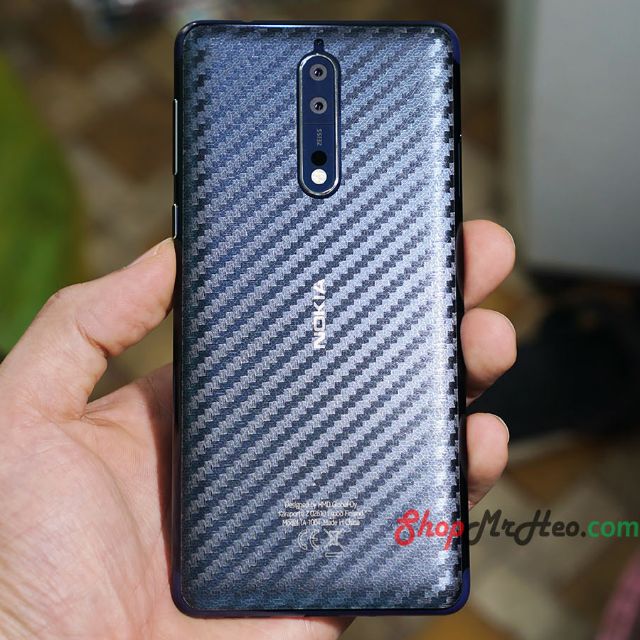 Bộ 3 Dán Full Mặt Sau Lưng 3D Carbon Nokia 8