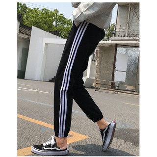 Quần Thể Thao Nam Nữ Dài 3 Sọc ống bo chun, co dây rút thu đông co dãn thích hợp cân nặng 45 - 85kg