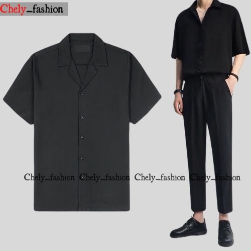 Áo sơ mi tay ngắn nam nữ form rộng sơ mi cổ vest unisex tay lỡ, chất vải lụa mịn chống nhăn Chely_fashion