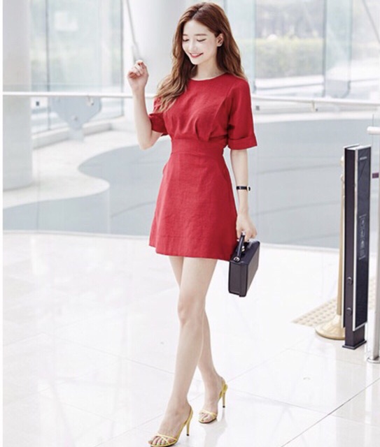 Đầm đỏ thun eo v2 (kèm hình thật) | BigBuy360 - bigbuy360.vn