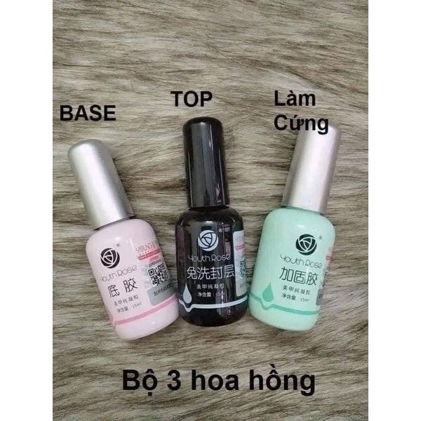 Base top hoa hồng Youth Rose chính hãng - gel liên kết, top phủ bóng, cứng móng chuyên dụng cho dân làm móng