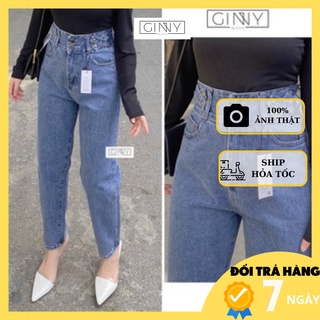 Quần Baggy Jean Nữ Hack Dáng KHA-026| Quần Jean Cạp Cao | Vải Jean Wash Xịn