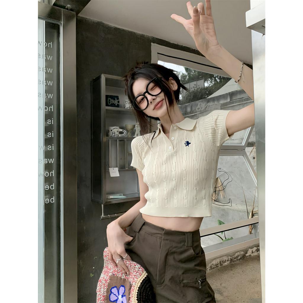 ZHELIHANGFEI Áo Thun polo Ngắn Tay Ôm Dáng Thời Trang Dành Cho Nữ