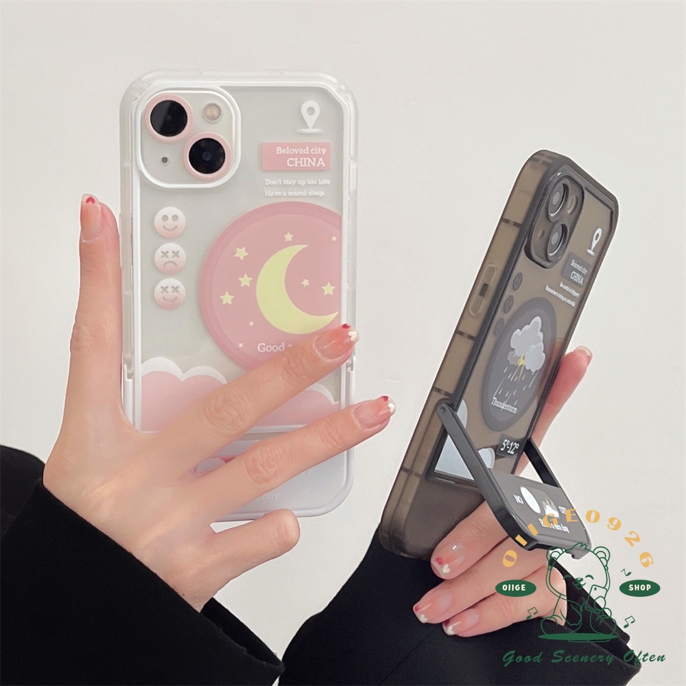 Ốp Điện Thoại TPU In Hình Thời Tiết Kèm Giá Đỡ Ẩn Cho Iphone 13 12 11 Pro Max Xs Max Xr X 8 7Plus