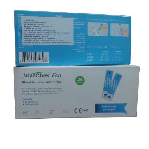 Que thử đo đường huyết VivaChek ECO – Hộp 25 que