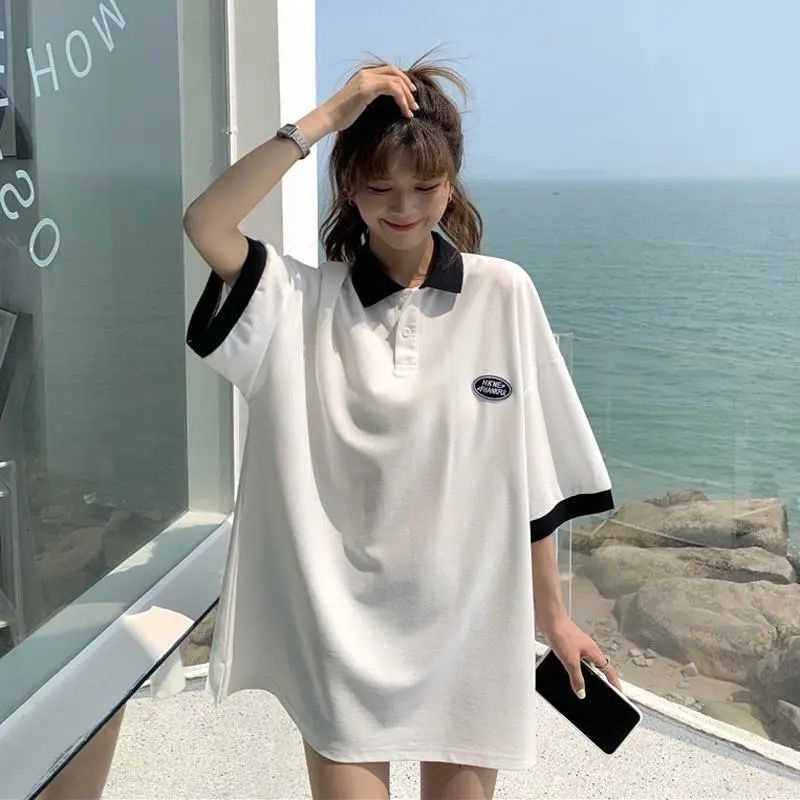 Áo polo Tay Ngắn Dáng Rộng Thiết Kế Mới Thời Trang Dành Cho Nữ