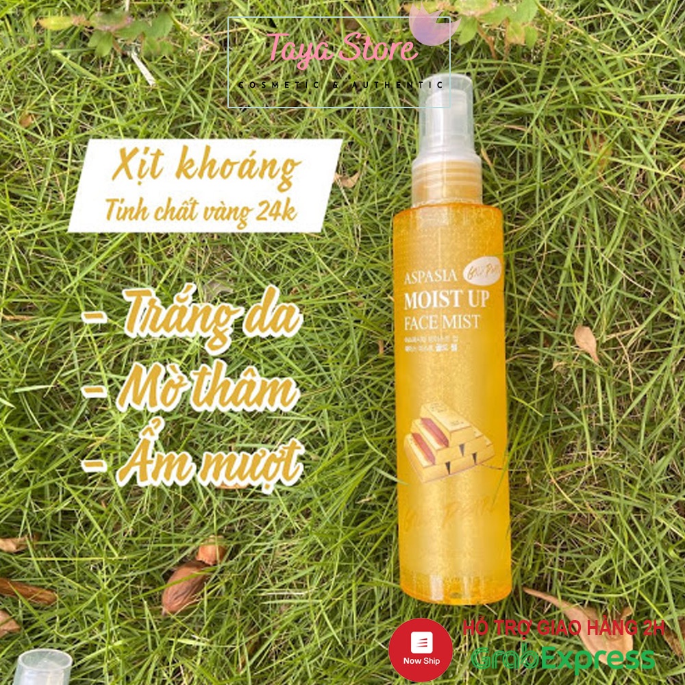 Xịt khoáng dưỡng ẩm tinh chất vàng 24k bổ sung Collagen Aspasia Hàn Quốc Moist Up Face Mist 150ml