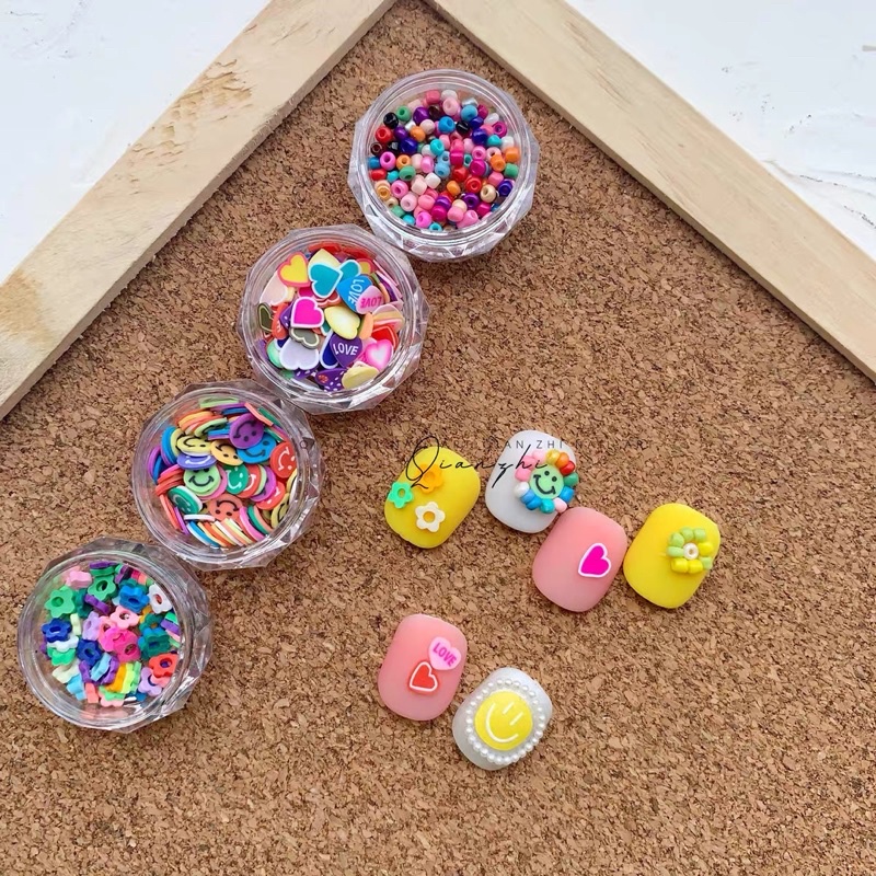 HOLIDAYNAIL Set 4 hủ phụ kiện trang trí móng style Hàn
