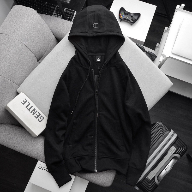 Áo khoác unisex khóa kéo nón rộng vải pique có túi trong , Áo khoác nam Bigsize  - Ivan Bigsize