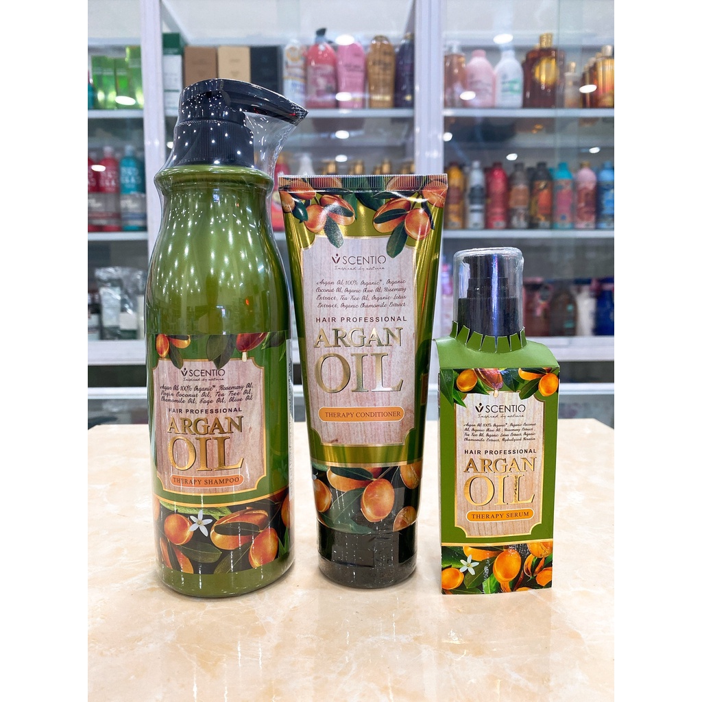 Bộ 3 Sản Phẩm Gội-Xả-Serum Dưỡng Tóc SCENTIO Hair Professional Argan Oil Therapy Thái Lan