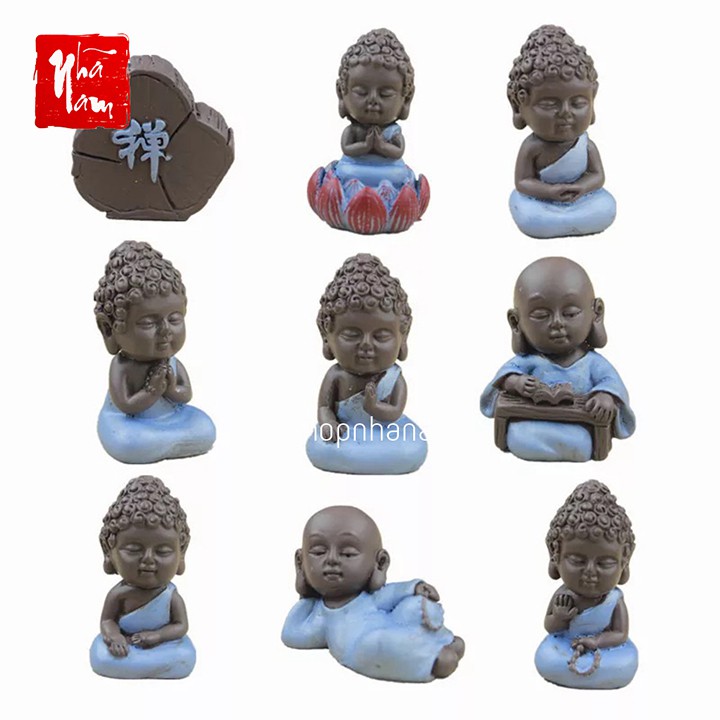[Chọn mẫu Bộ tượng phật 9 món gốm Đại Cát trang trí xe hơi trang trí nhà cửa