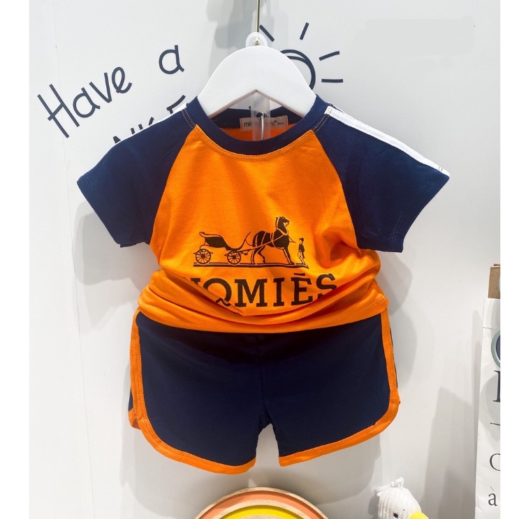 [Bé 0-6 tuổi] Bộ Cộc Tay Cổ Tròn Minky Mom Vải Thun Lạnh Phối Sọc Vai Cho Bé Trai, Bé Gái Từ 8-27 kg - Mã: TN-IN121