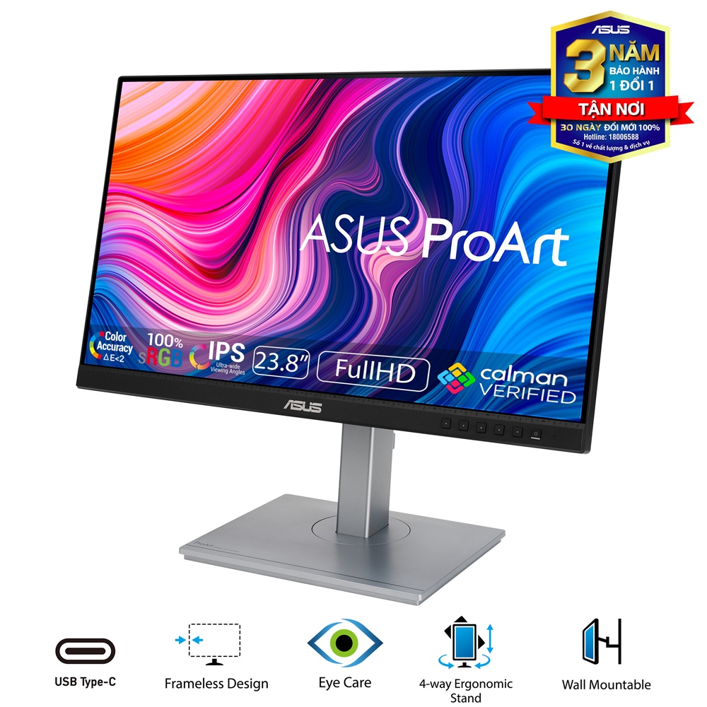 Màn Hình Chuyên Đồ Họa ASUS ProArt PA247CV  | 23.8&quot; | IPS |100% sRGB | 100% Rec. 709 FullHD | Chứng nhận Calman