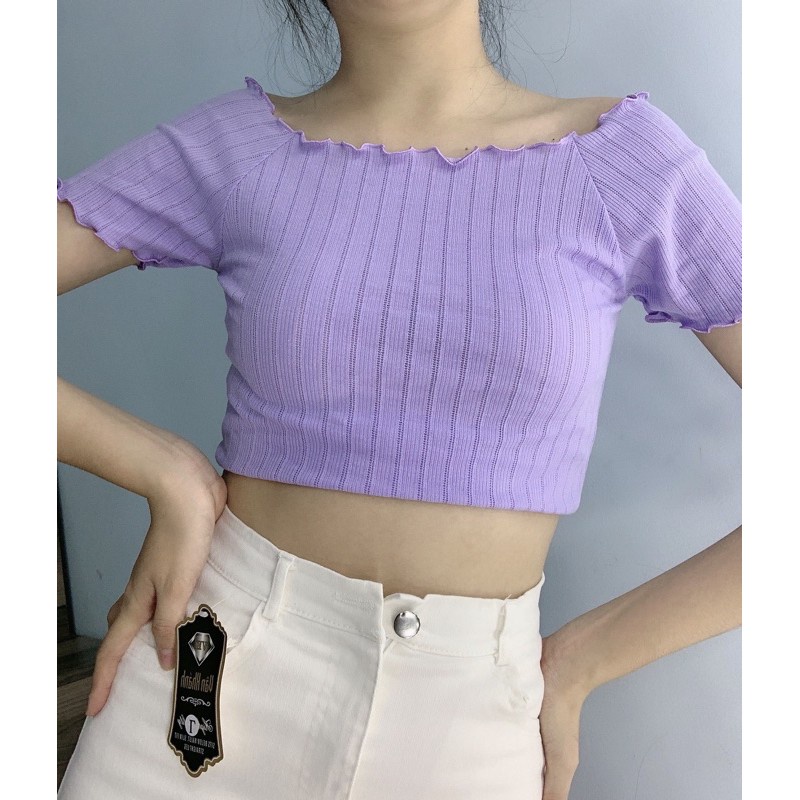 Áo nữ croptop Thun Gân Trễ Vai tay ngắn - AK0041 | steven.factory