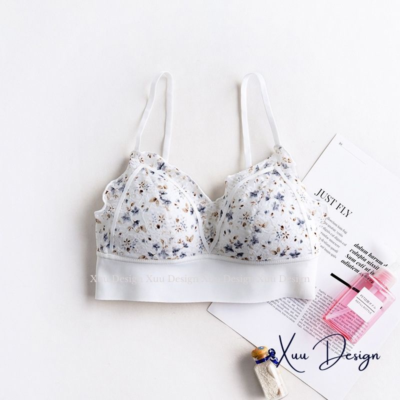 Áo ngực nữ Wexuu áo bra hoa nhí trẻ trung ngọt ngào, không gọng đệm mỏng viền Su siêu thoải mái - BR17