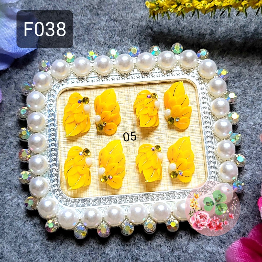 Mẫu: F038 . Hoa bột &quot;Hoa góc 7 cánh&quot; , đính móng siêu xinh.