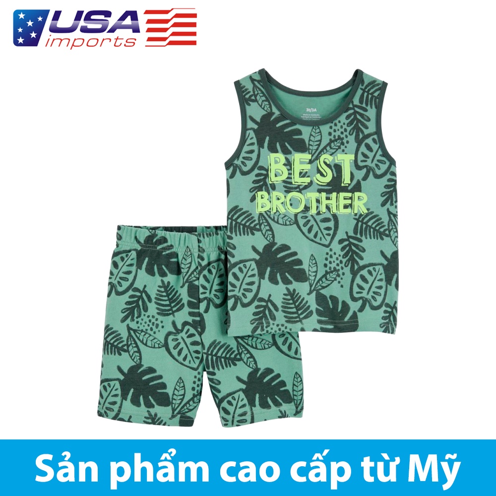 Set áo thun sát nách Best Brother phối quần short cotton Car-tờ Auth Từ Mỹ (2N664810)