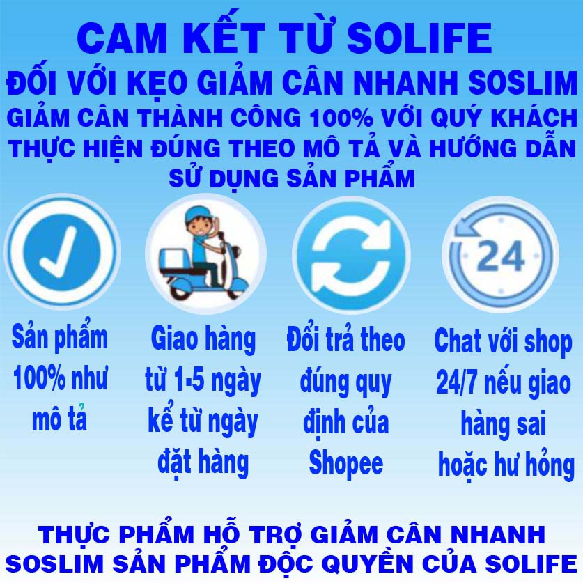 [CHÍNH HÃNG] Giảm cân nhanh với Kẹo giảm cân Soslim rong nho nấm linh chi - giảm ngay 2-3 kg trong 2 tuần - Solife shop