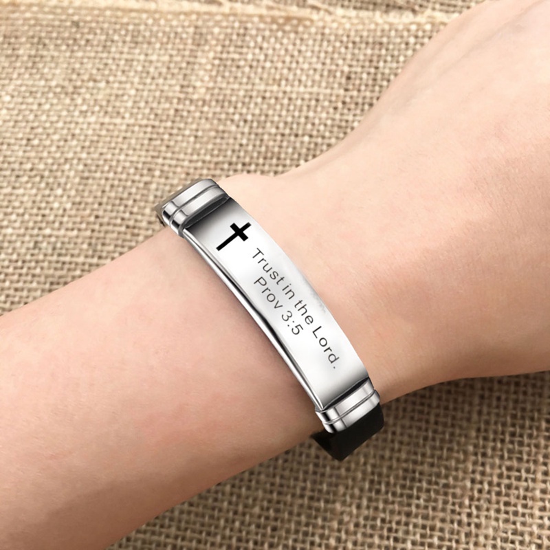 Vòng Tay Silicone In Câu Trích Dẫn Kinh Thánh Cho Nam