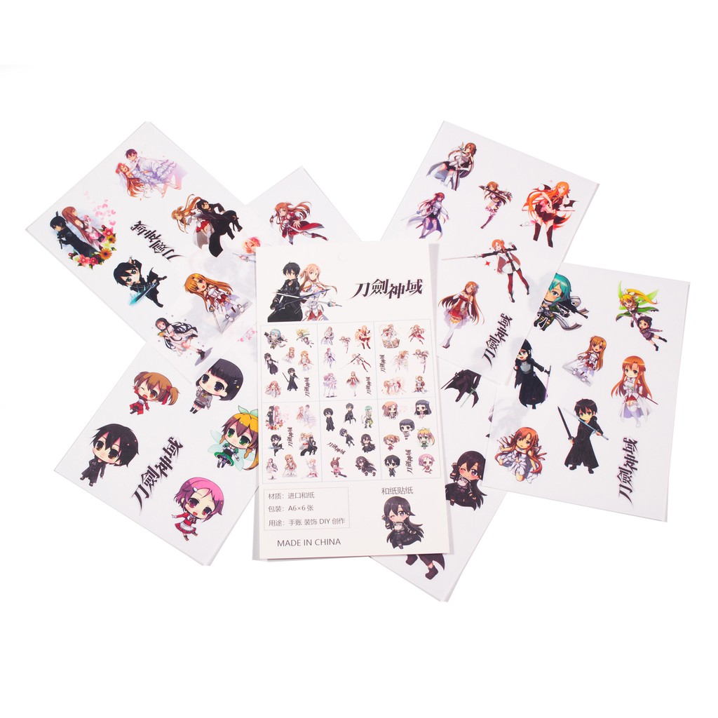 [thanh lý bán lỗ]Bộ 6 Sticker Anime - Sword Art Online [AAM] [PGN30]