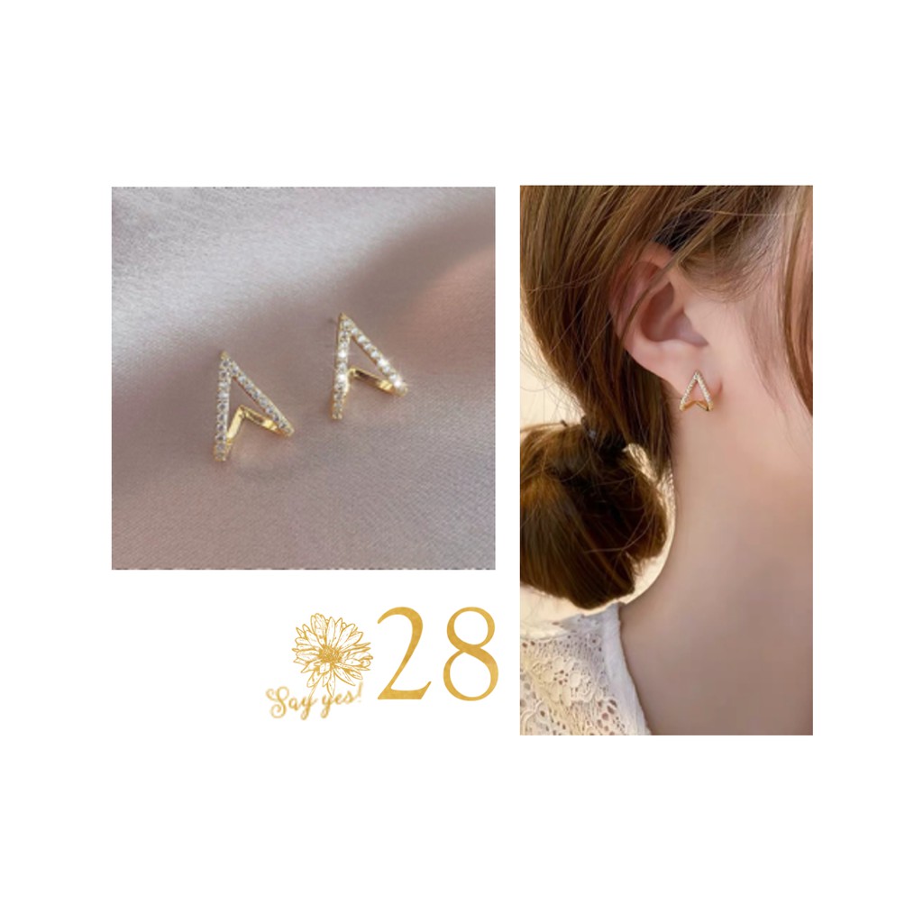 Khuyên tai nữ trang đính đá lấp lánh rực rỡ châm bạc 925 (Tổng hợp nhiều mẫu KT20210204)