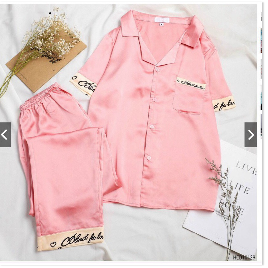 đồ bộ pijama phối bo tay chân sang chảnh