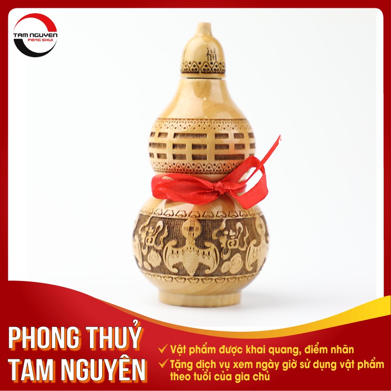 Hồ Lô Gỗ Đào cỡ nhỏ - Thu Nạp Bệnh Khí, Mang Lại Bình An, Thâu Thu Tài Lộc Cho Bạn - Phong Thủy Tam Nguyên