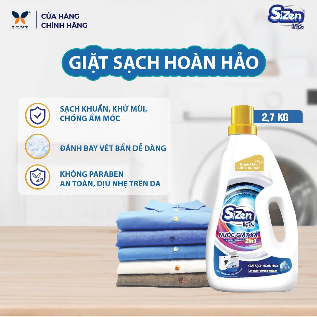 Nước Giặt Xả 2in1 Lưu Hương SIZEN 365 MAX 2.7kg