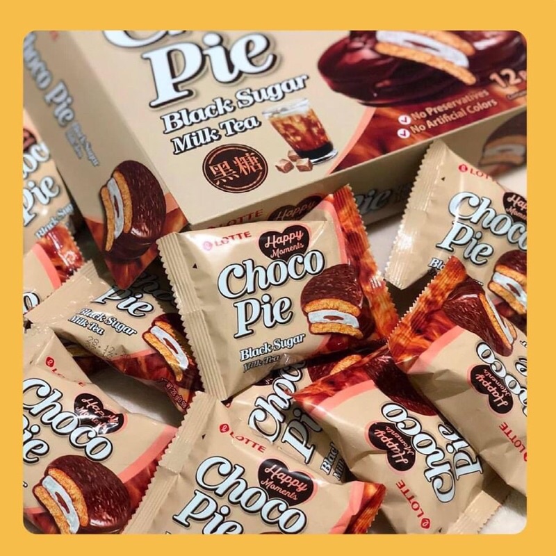 LOTTE CHOCOPIE TRÀ SỮA ĐUỜNG ĐEN /CHUỐI/ TRÀ XANH/ CACAO