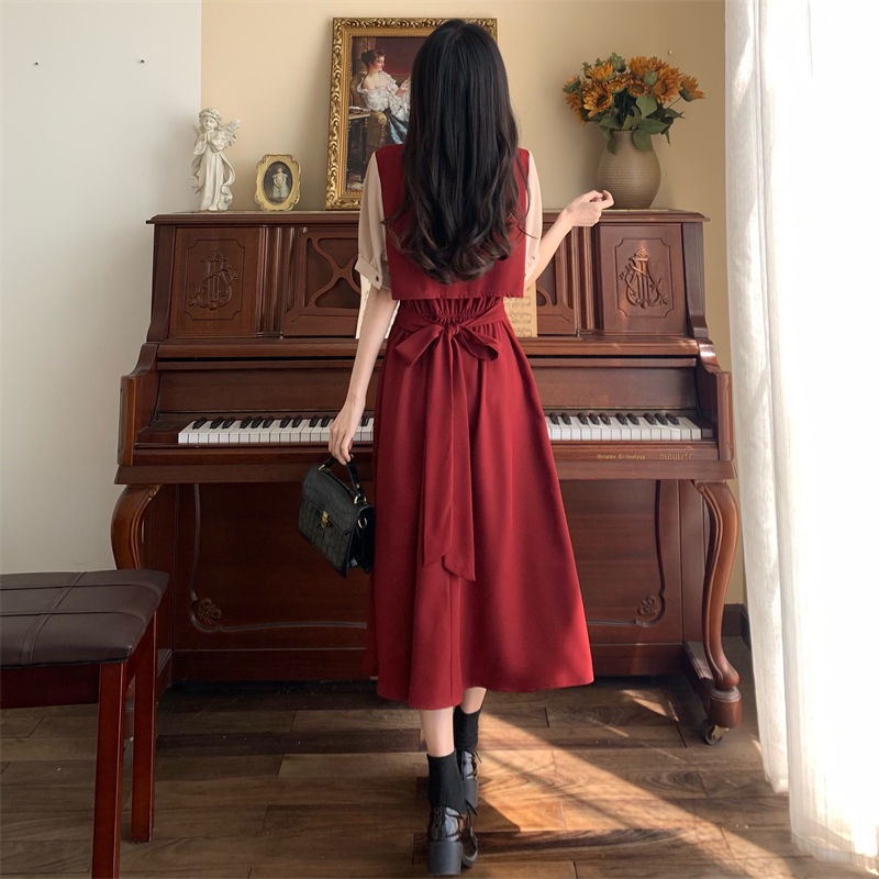 Plus Đầm Dài Lưng Cao Phong Cách Hàn Quốc Thời Trang Dành Cho Nữ Size Lớn