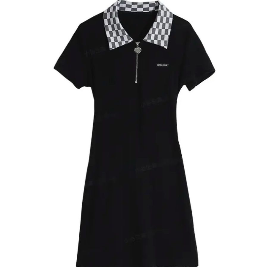 Đầm polo COZOKC tay ngắn thắt nơ lưng dễ thương thời trang