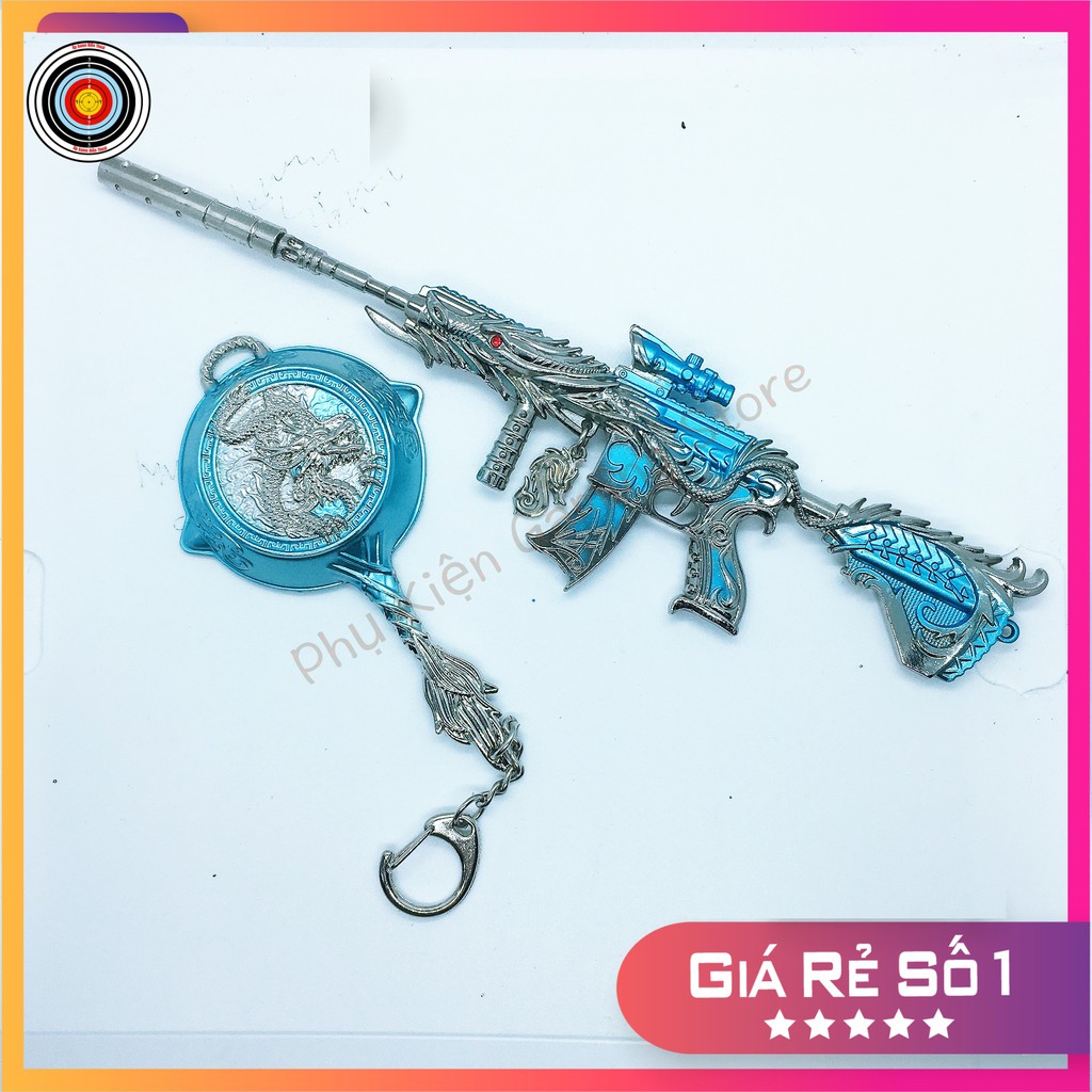 Mô hình PUBG M416 + Chảo Dragon Blue Sky dài 20cm -game model Golden Dragon pupg CÓ THỂ THÁO RỜI hợp kim cao cấp