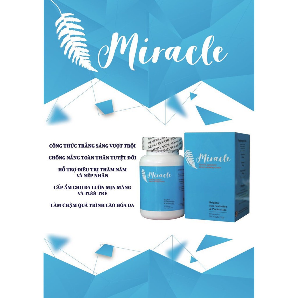 [CHÍNH HÃNG] Viên Uống Trắng Da, Chống Nắng, Giảm Thâm Sạm Nám MIRACLE  hộp 60 viên | BigBuy360 - bigbuy360.vn