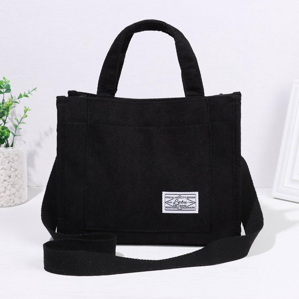 Túi Đeo Chéo Vải Canvas Cỡ Nhỏ Có Khóa Kéo Thời Trang Cho Nữ
