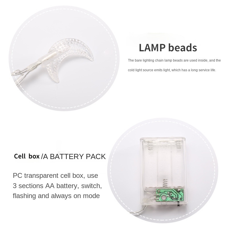Dây Đèn LED Hình Mặt Trăng Dùng Trang Trí Bằng Pin