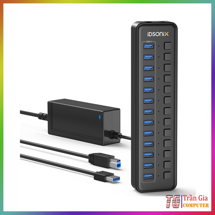 [Mã 157ELSALE hoàn 7% đơn 300K] Bộ chia 13 cổng USB 3.0 iDsonix IBU3-13A-BK