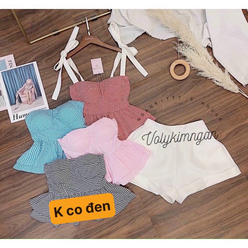 sét bộ đùi phồi áo kiểu xòe 2 dây cột có mút hot