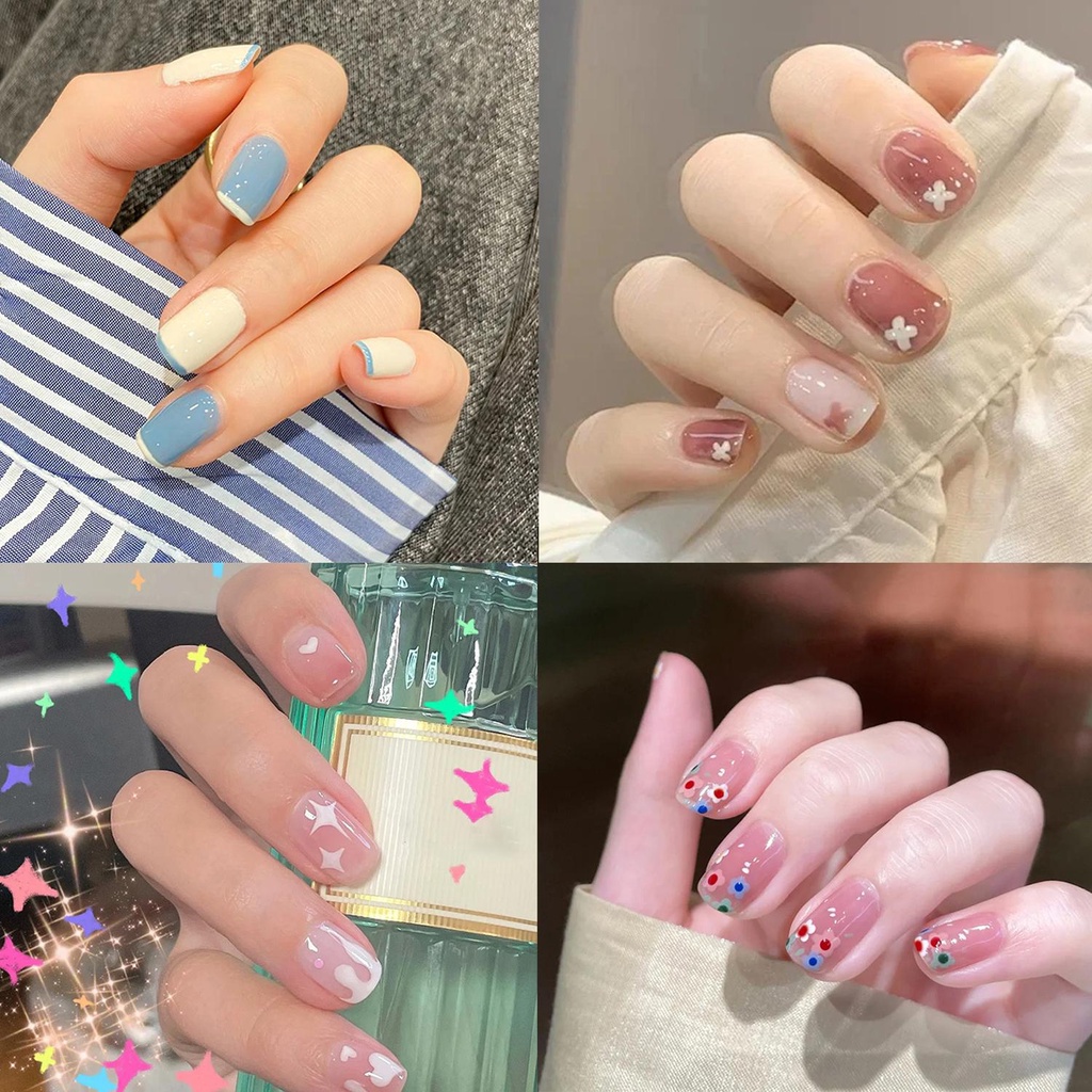 Set 24 Móng Tay Giả Đầu Vuông Che Phủ Toàn Diện